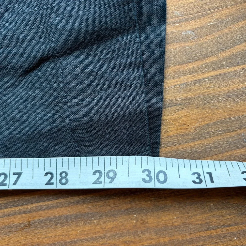 Quince European Linen Wide Leg Pants Size XL Black Drawstring Smocked Pockets